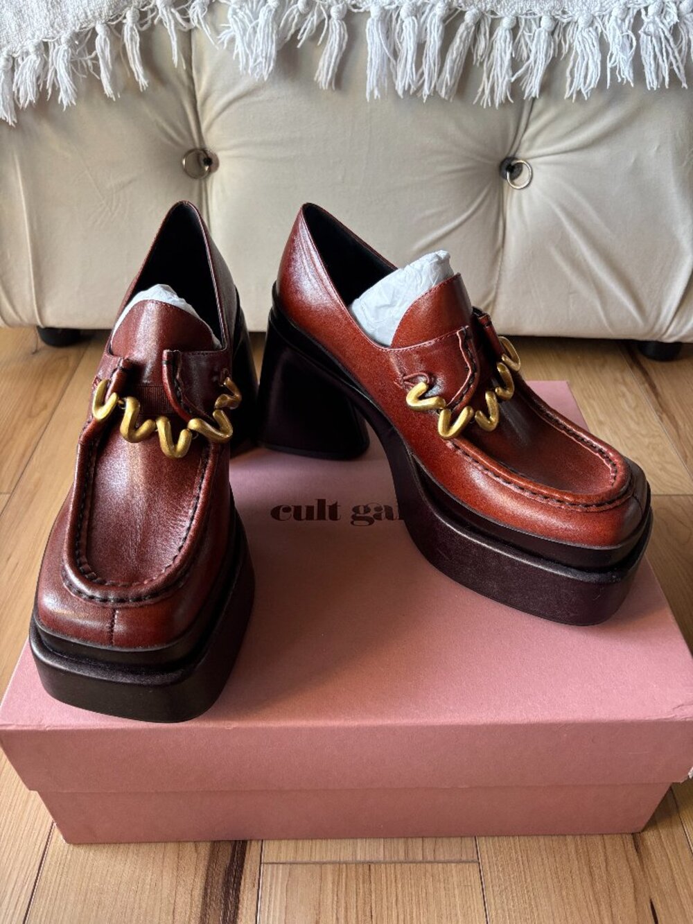 Cult Gaia 'Esa' Mahogany Leather Platform Loafer